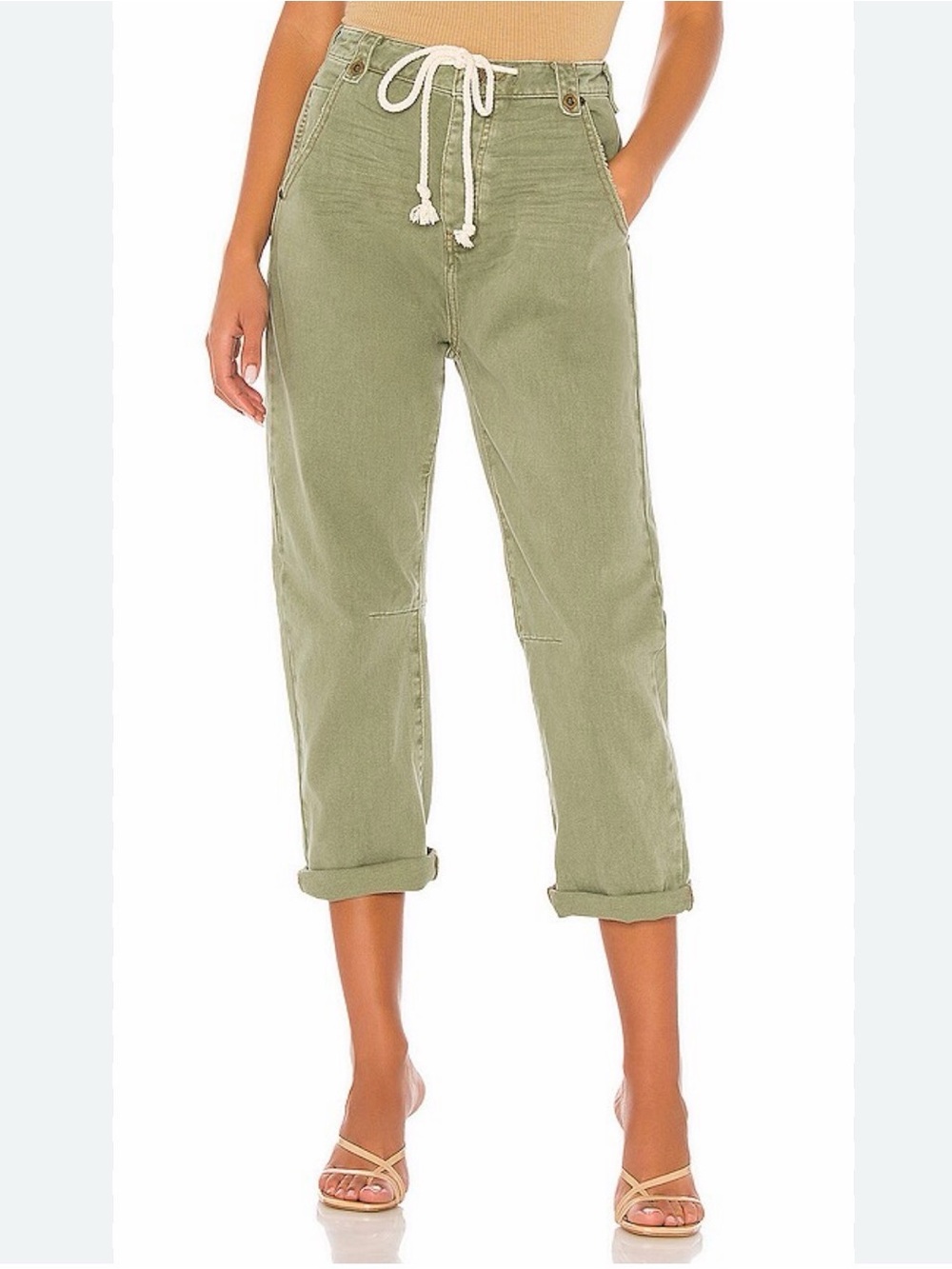 VGUC One Teaspoon High Waist Safari Jean in sage green drawstring waist